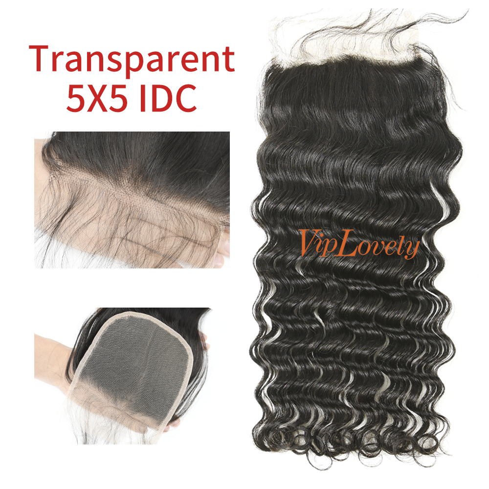 #1b Brazilian Virgin Human Hair 5×5 Lace Closure Indian Curly