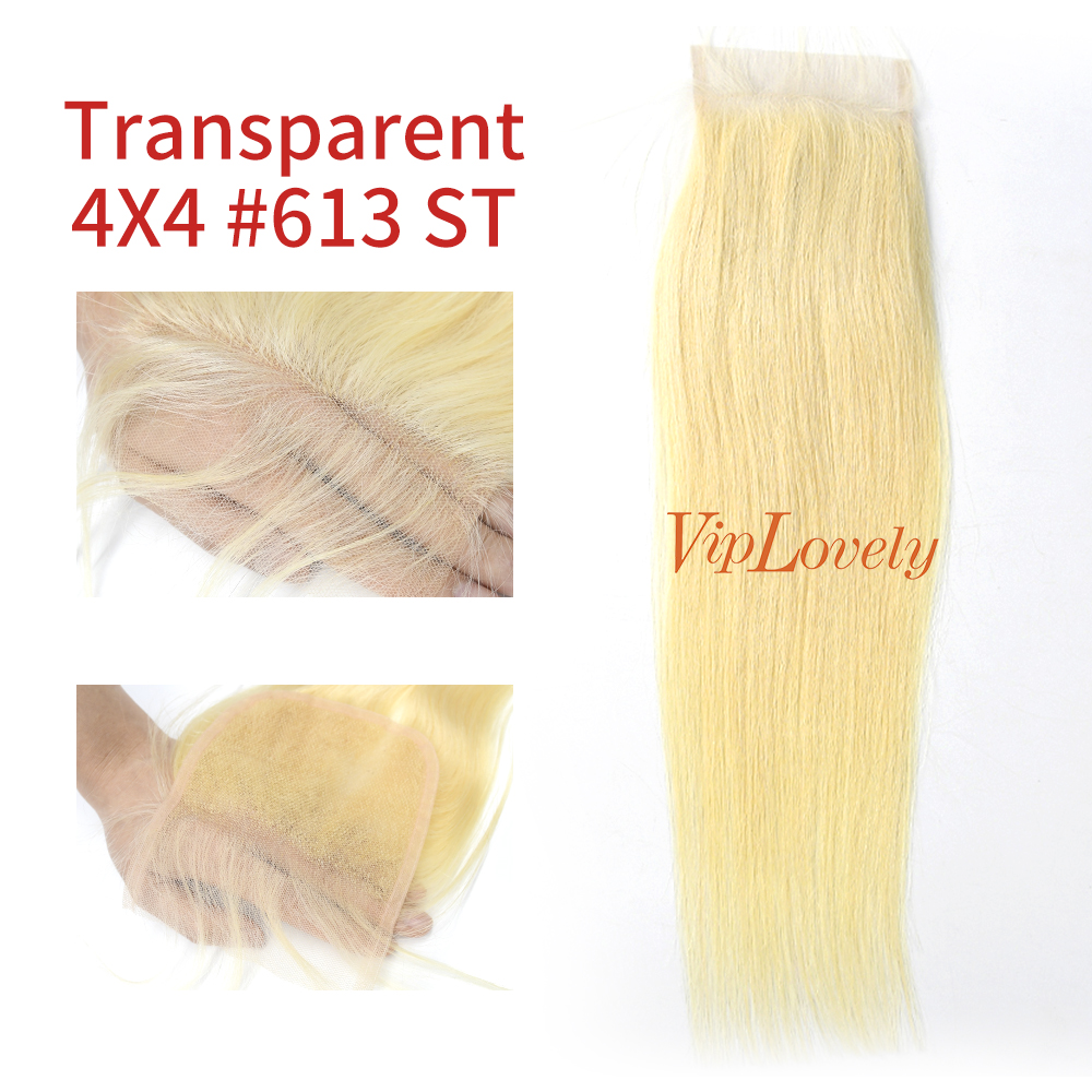 Blonde #613 European Raw Human Hair 4X4 Lace Closure Straight