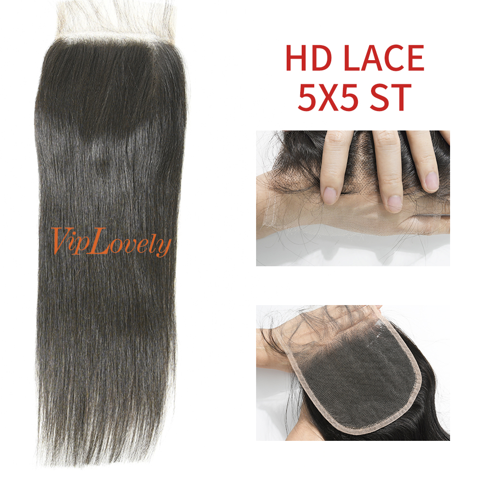 Swiss Lace Raw Human Hair Straight 5x5 Lace Closure