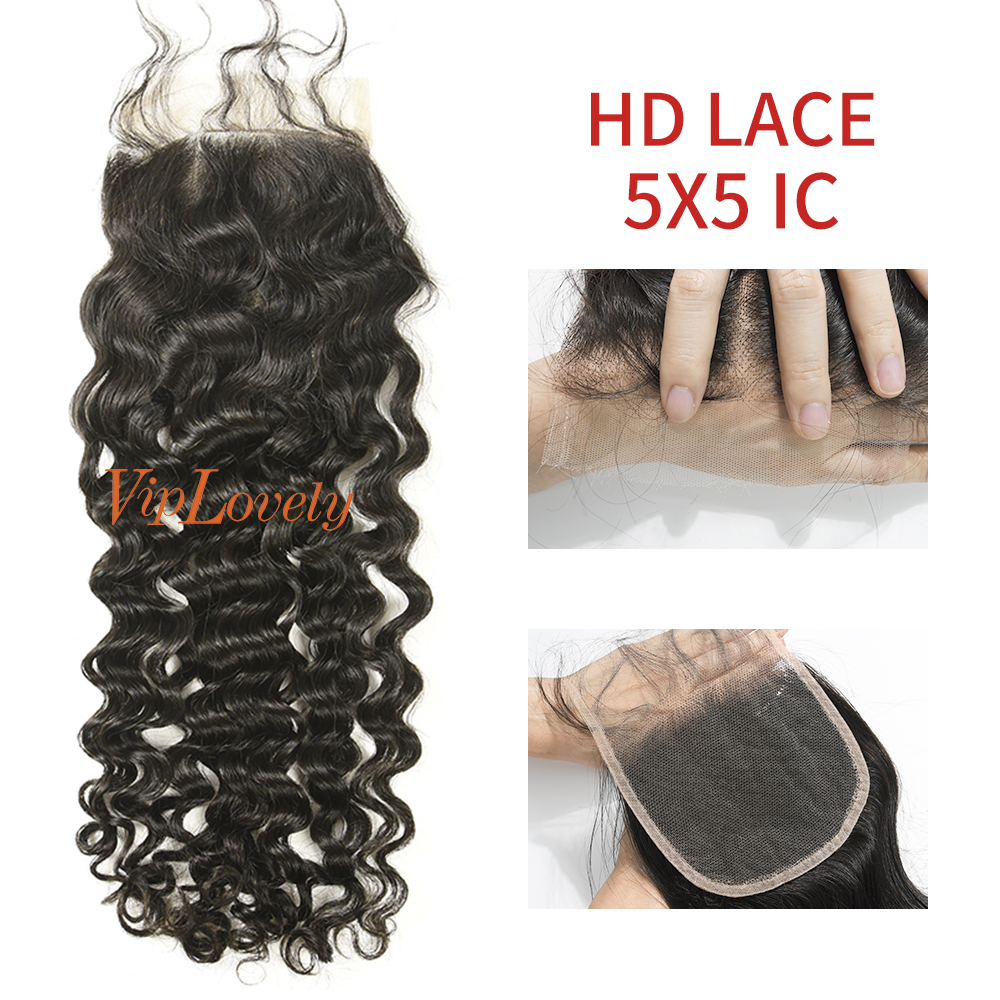 Swiss Lace Raw Human Hair Italian Curly 5x5 Lace Closure