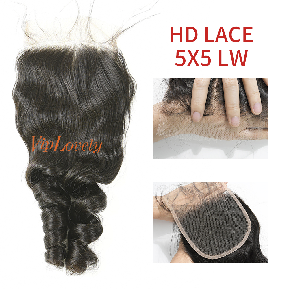 Swiss Lace Raw Human Hair Loose Wave 5x5 Lace Closure