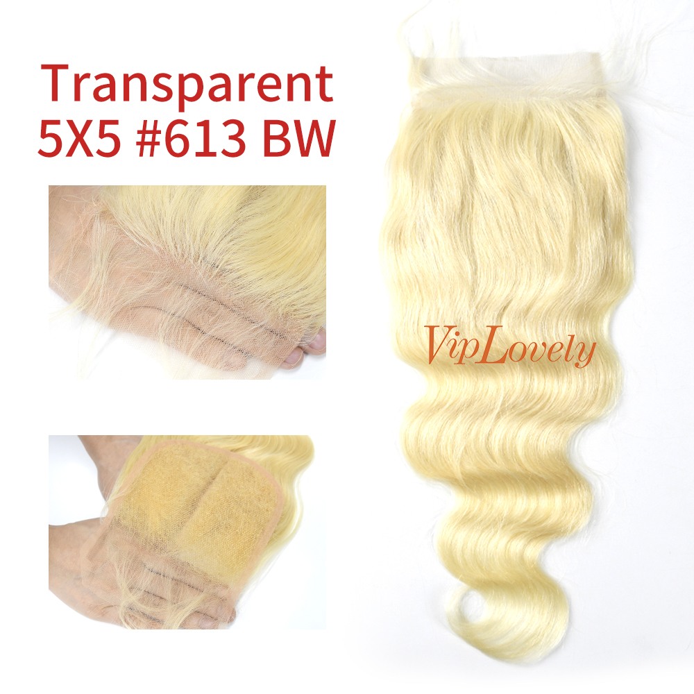 Blonde #613 European Raw Human Hair 5×5 Lace Closure Body Wave