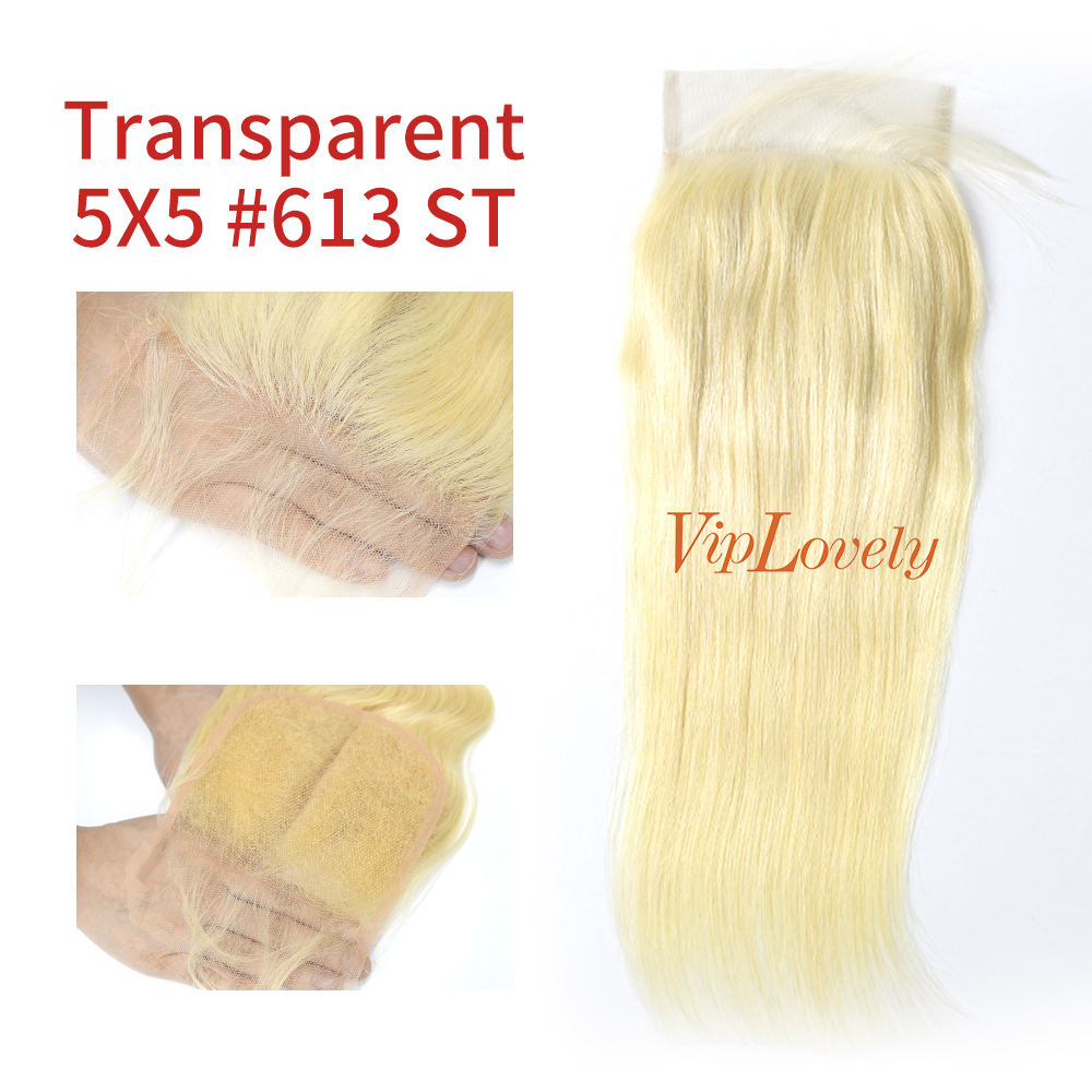 Blonde #613 European Raw Human Hair 5×5 Lace Closure Straight