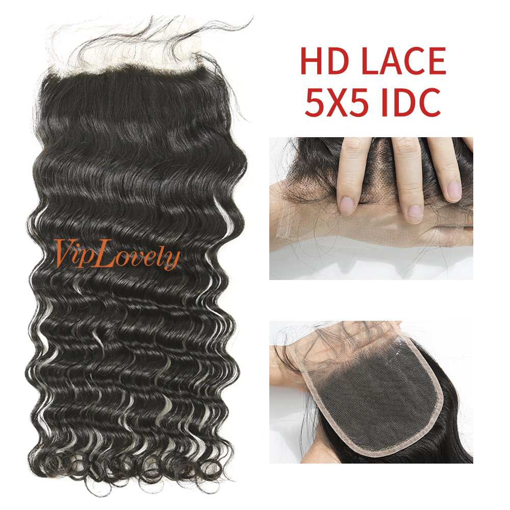 Swiss Lace Raw Human Hair Indian Curly 5x5 Lace Closure