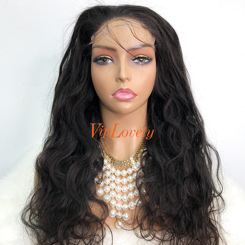 Natural #1b Brazilian Virgin Human Hair 4x4 closure wig body wave