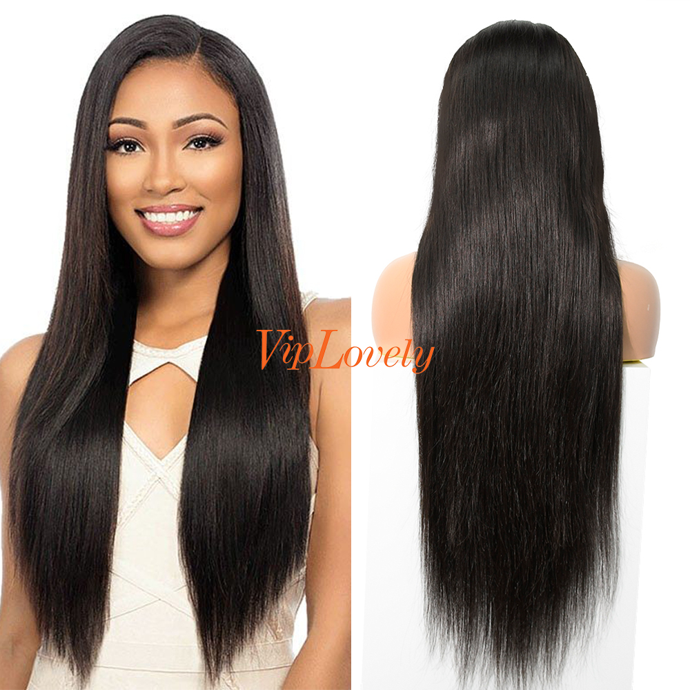 #1b Brazilian Raw Human Hair Transparent Full Lace Wig Straight