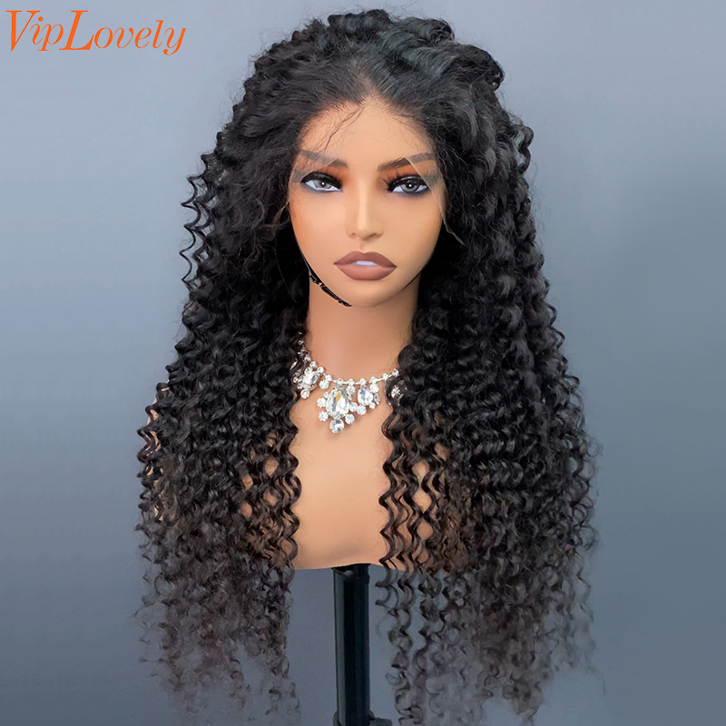 #1b Brazilian Raw Human Hair 13x4 Frontal wig deep curly