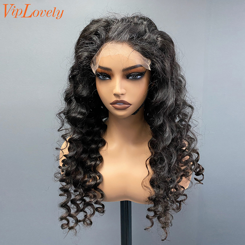 Natural #1b Brazilian Virgin Human Hair 4x4 closure wig deep wave